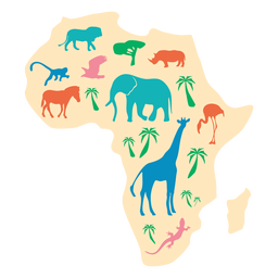 Ilustración de mapa de animales de África Diseño PNG
