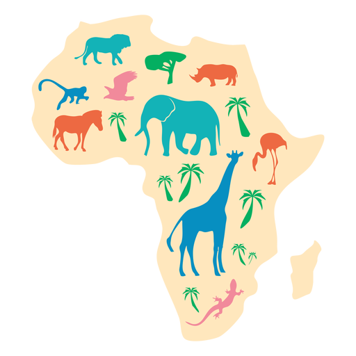 Africa animal map illustration PNG Design