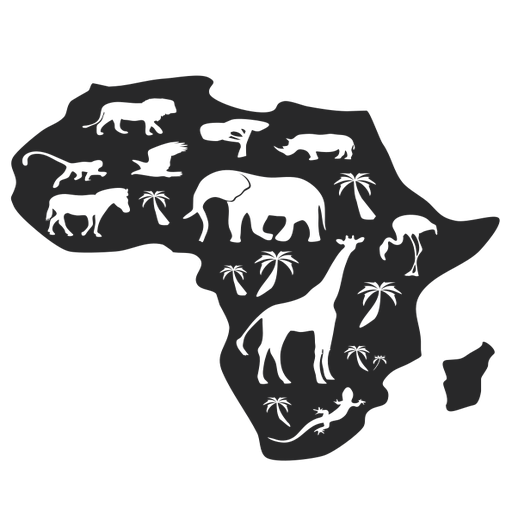 Silueta de mapa de África Diseño PNG