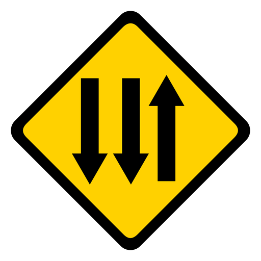 Arrow three direction rhomb warning flat PNG Design