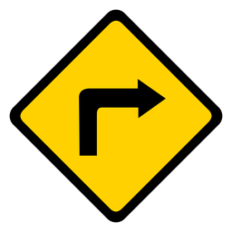 Arrow turn right rhomb warning flat PNG Design