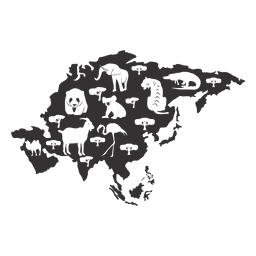 Mapa da silhueta da ásia Desenho PNG