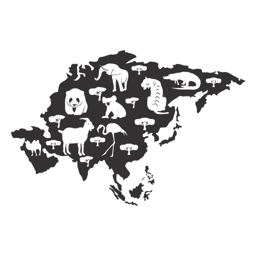 Asia silhouette map - Transparent PNG & SVG vector file