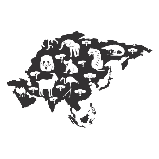 Mapa de silueta de Asia Diseño PNG