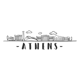 Athens skyline doodle sticker PNG Design