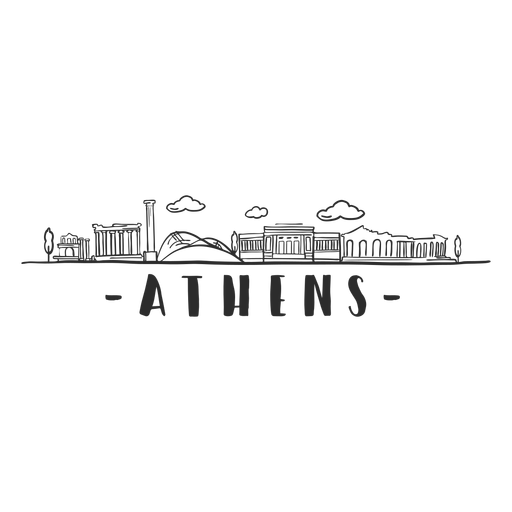Athen Skyline Doodle Aufkleber PNG-Design