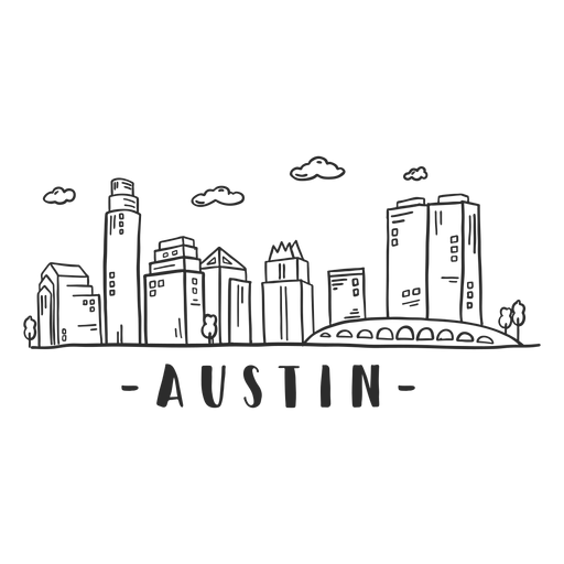 Skyline-Aufkleber der Kathedrale der Austin-Br?cke PNG-Design