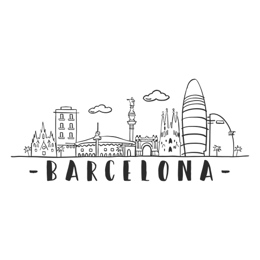 Adesivo de skyline de castelo de torre de arco de monumento de Barcelona Desenho PNG