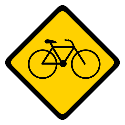 Bicicleta bicicleta rombo advertencia plana Diseño PNG