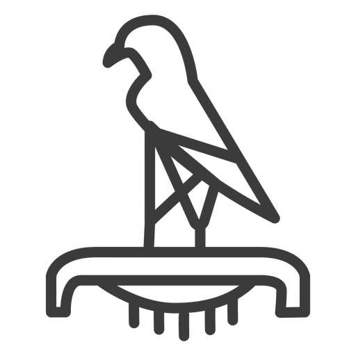 Bird falcon eagle crown ra beak pedestal stroke PNG Design