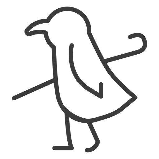 Bird staff wing beak cane divinity stroke PNG Design
