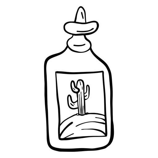 Bottle emblem cactus desert sketch PNG Design