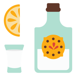 Frasco emblema de vidro fatia limão laranja plana Desenho PNG