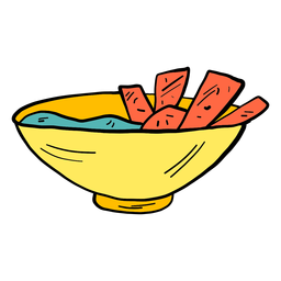 Cuenco sopera pan gachas de avena color boceto Diseño PNG