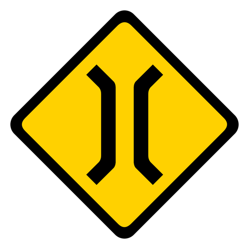 Puente de advertencia de rombo estrecho plano