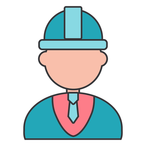 Builder helmet tie foreman manager flat PNG Design