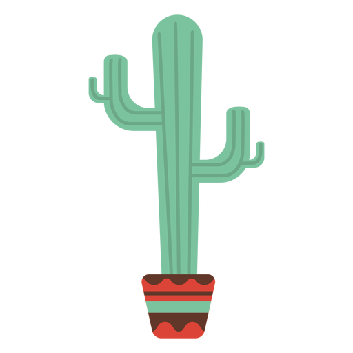 Cactus pot flat PNG Design