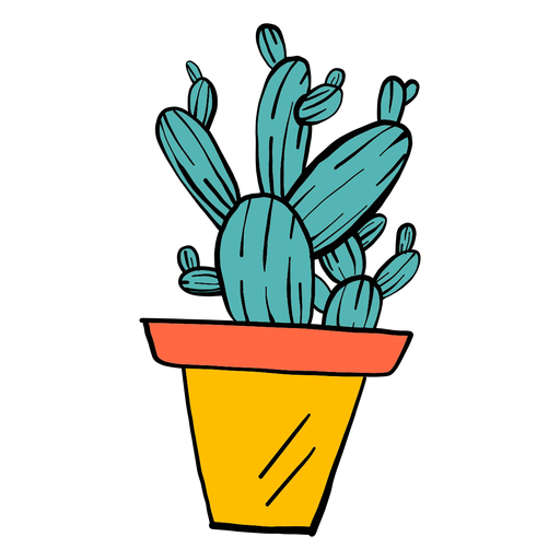 Cactus pot thorn color colour sketch PNG Design