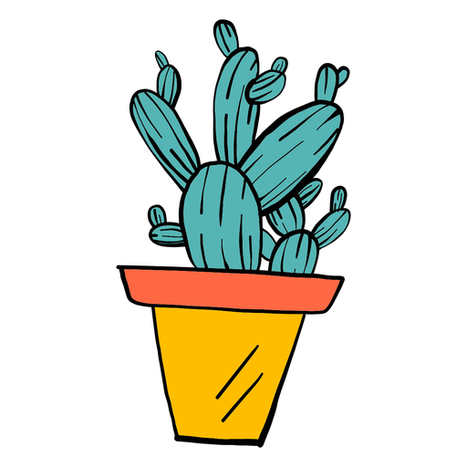 Cactus Pot Thorn Color Colour Sketch PNG & SVG Design For T-Shirts