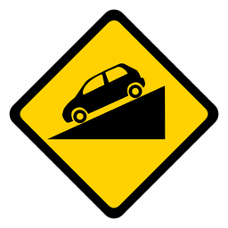 Car descending rhomb warning flat Car descending rhomb warning flat