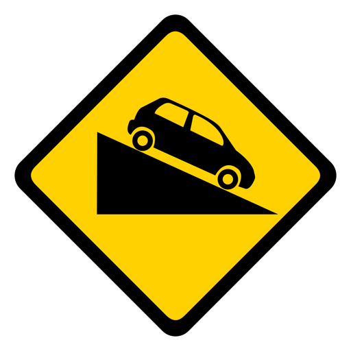Car descent rhomb warning flat PNG Design