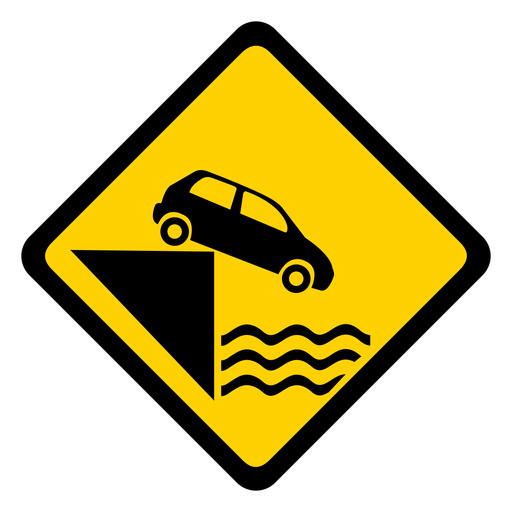 Car parking water river pier rhomb warning flat PNG Design