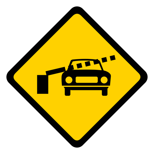 Car railroad crossing barrier rhomb warning flat PNG Design