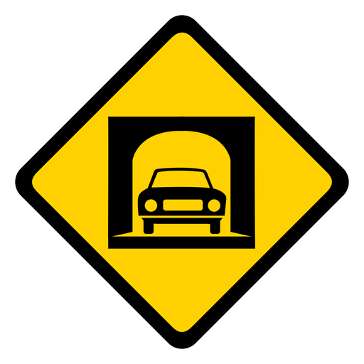 Car tunnel rhomb warning flat PNG Design