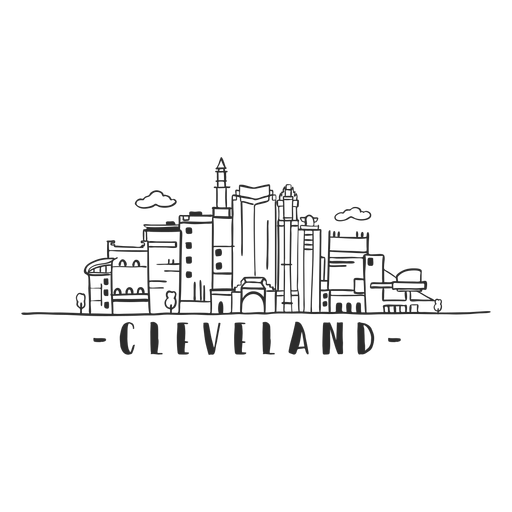 Cleveland hall of fame tower sky scraper skyline sticker PNG Design