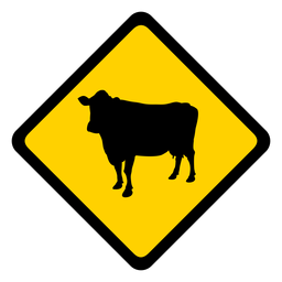 Vaca rhomb aviso plano Desenho PNG