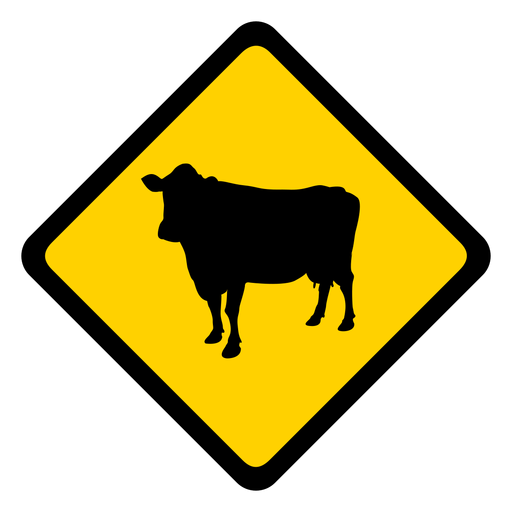 Cow rhomb warning flat PNG Design