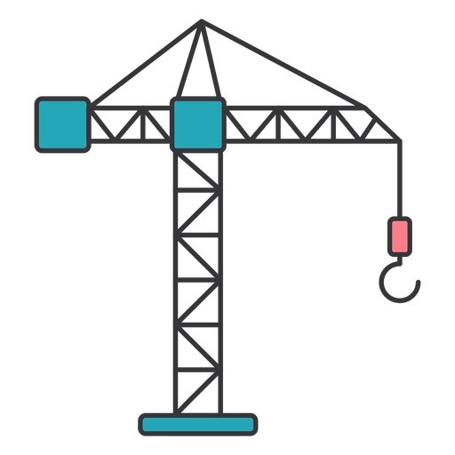 Crane load weight rope boom jib cab flat PNG Design