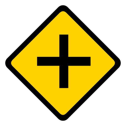 Cross crossing crossroads rhomb warning flat PNG Design
