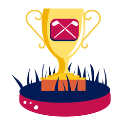 Copa victoria campeón club de golf campo de golf campo oro plano Diseño PNG