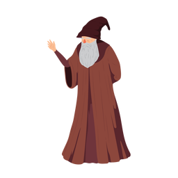 Velho barbudo homem barbudo ilustração manto chapéu wizzard Desenho PNG
