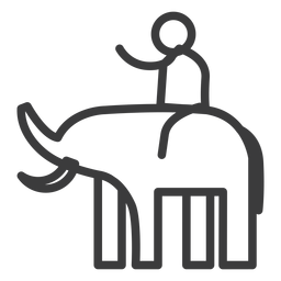 Elefante colmillo tronco jinete persona trazo Diseño PNG
