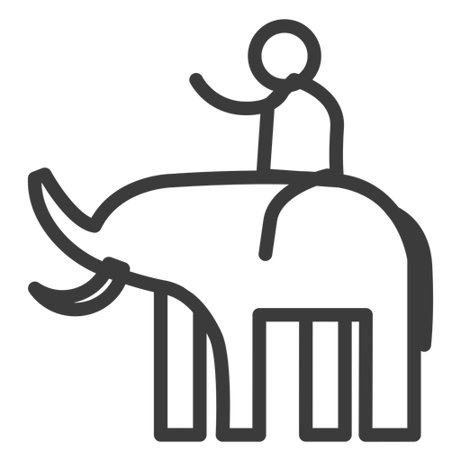 Elephant tusk trunk rider person stroke PNG Design