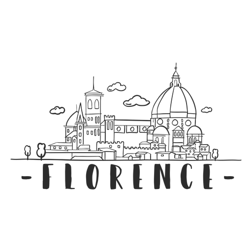 Florence skyline doodle sticker PNG Design