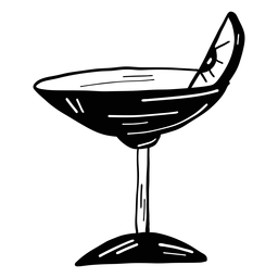 Esboço de uma fatia de limão e coquetel de vidro Desenho PNG