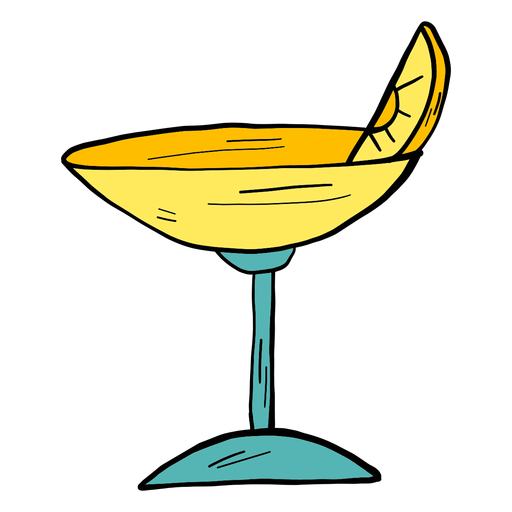 Glass cocktail orange slice color colour sketch PNG Design