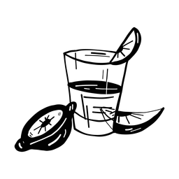 Glassaftscheibe Zitronenorangenskizze PNG-Design