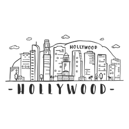 Adesivo de skyline de torre de ponte de montanha de Hollywood Desenho PNG Transparent PNG