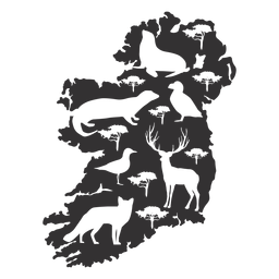 Mapa de animales de Irlanda silueta