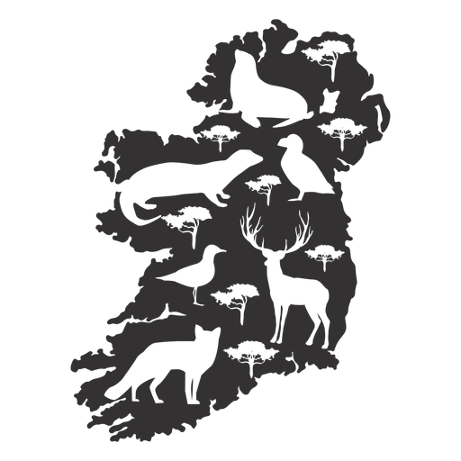 Mapa de animales de Irlanda silueta