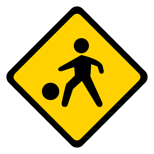 Kid child children ball residential area rhomb warning flat PNG Design