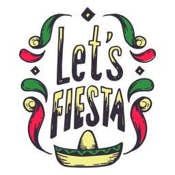 Let's fiesta sombrero pattern sticker PNG Design