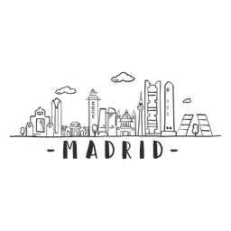 Etiqueta engomada del doodle del horizonte de Madrid Diseño PNG