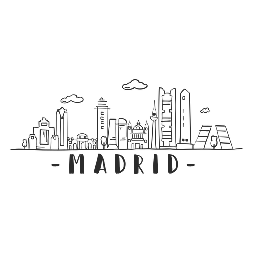 Madrid skyline doodle sticker PNG Design