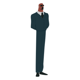 Homem terno de segurança gravata óculos barba em negrito bigode fone de ouvido plano Desenho PNG