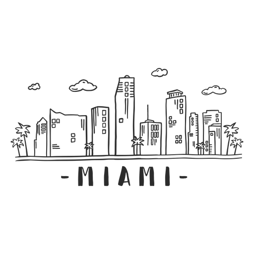 Adesivo de arranha-c?u do horizonte de Miami Desenho PNG
